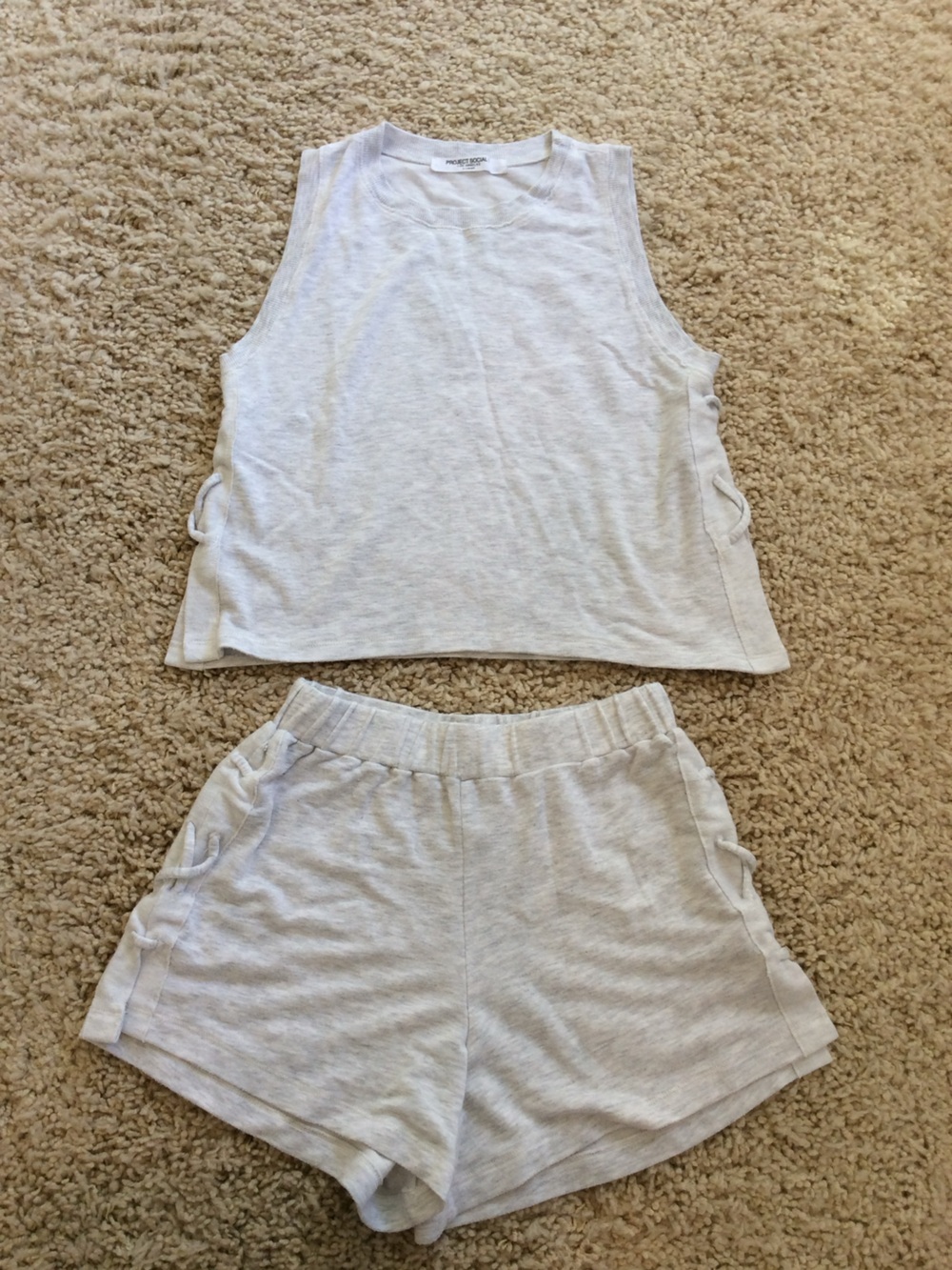 Project Social T Light Heather Gray Lounge Pajama Shorts Set - XS